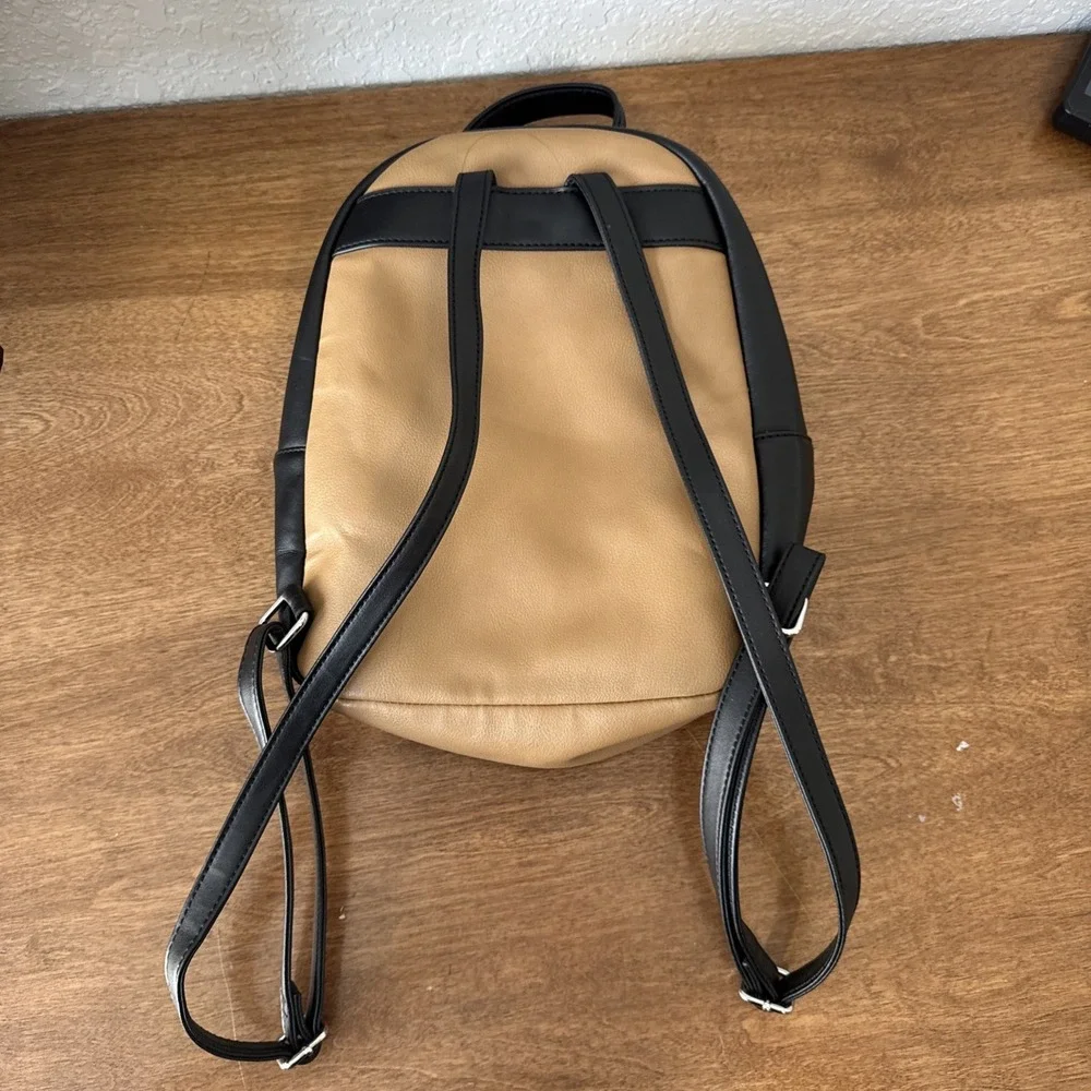 Nine West Color block Mini Backpack Beige, Black, & Cream